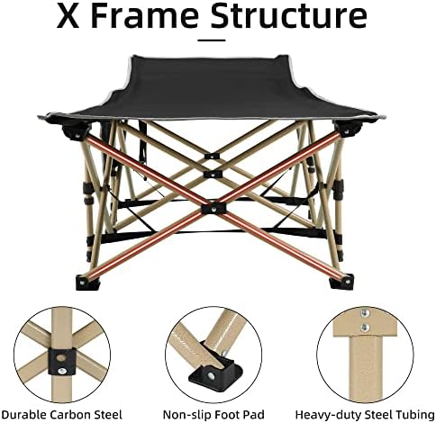Fragess Portable Camping Cot, 600LBS Max Load, Extra Wide with Thick Mattress, Folding Cot for Outdoor Camping/Office, Home Nap (Grey) - Image 3