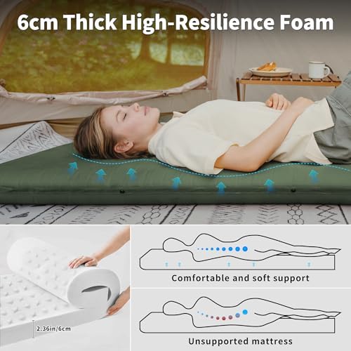 Naturehike Connectable Self Inflating Sleeping Pad, 2.36" Memory Foam Camping Pad, Backpacking Camping Mattress Pad for Tent, Travel, Car, Hammock - Image 3