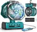 Dual Head Portable Rechargeable Fan 20000mAh Battery Powered Fan Camping Cordless with 360° Air Delivery, LED Lantern & Remote, Auto Oscillation, Battery Operated for Tent Office Travel Picnic Jobsite by OnlyNewforYourLife