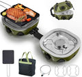 BODEGA 2 Burner Camping Stove,20000 BTU Foldable Propane Camp Stove with Pressure Adjustable Burners,Wind-Resistant Dual Gas Stoves with Portable Handle&Bag&GrillPan for Camping,BBQ,RV,Tailgating by BODEGA