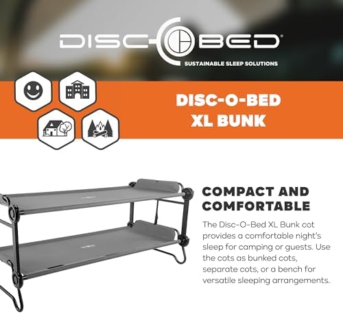 Disc-O-Bed XL Outdoor Modular 2 Person Double Camping Cot Portable Bed with 2 Height Options for Adults, Sleep Solution for Tents, Grey - Image 5
