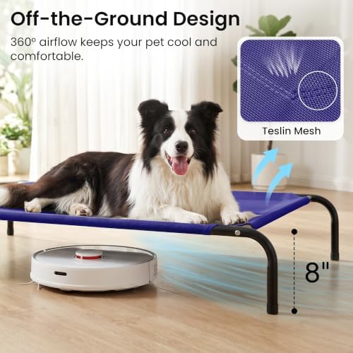 Love's cabin Elevated Cooling Dog Bed for Large Dogs, Portable Indoor & Outdoor Raised Pet Dog Cat Cot, Durable Summer Frame with Breathable Mesh, Blue, 48 inches - Image 2