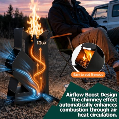 Rocket Stove Portable Wood-Burning Camping Stove with Storage Bag - Image 2