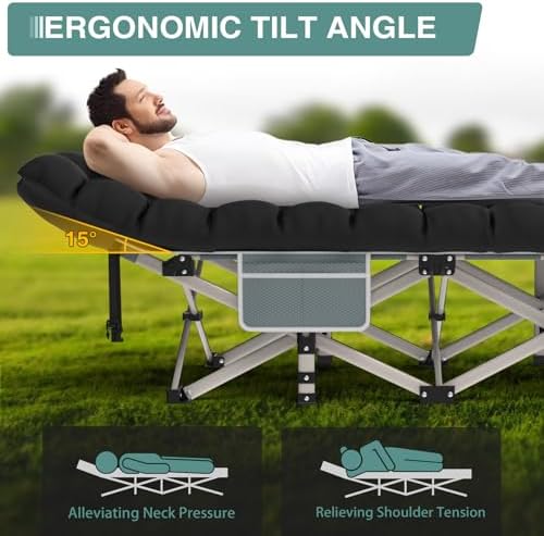 ZENPETIO Folding Camping Cot for Adults, 28" Heavy-Duty Portable Cots Bed - Image 2