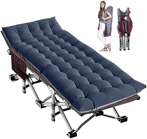 LILYPELLE Folding Camping Cot, Extra Wide Heavy Duty Sleeping Cots with Carry Bag, Double Layer Oxford Portable Travel Camp Cots for Home, Office Nap and Outdoor Beach by LILYPELLE