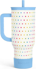 SANDJEST LGBT 40oz Tumbler with Handle and Straw, Insulated Stainless Steel Travel Coffee Mug for Gay Lesbian Adults Friends, Gift Idea for Birthday Christmas Pride Month (Polka Dot) by SANDJEST