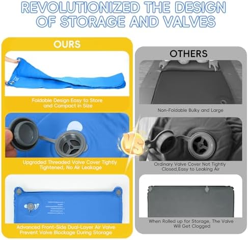 Memory Foam Camping Sleeping Pad, Foldable and Portable Self-Inflating Camping Mattress Pad, 9.5 R-Value Insulated & Quiet Sleeping Mat with Pillow, Compact for Backpacking Hiking Car Traveling Tent - Image 5