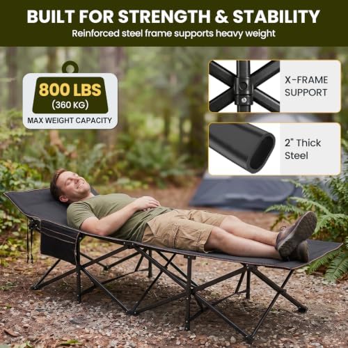 DoCred Folding Camping Cot with Mattress, Heavy Duty Folding Cot - Image 4