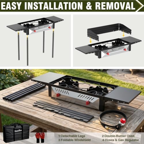 BESTFIRE 2 Burner Propane Gas Stove 150k BTU High Pressure Outdoor Cooker - Image 4