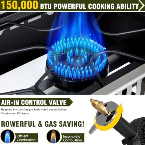 Bestfire Propane Camp Stove 150,000 BTU with Dual Cast Iron Burners - Image 3