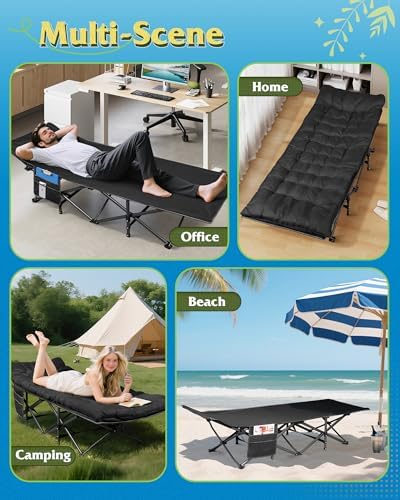 WLIVE Folding 1200D Oxford Camping Cots with Mattress for Adults Sleeping - Image 6