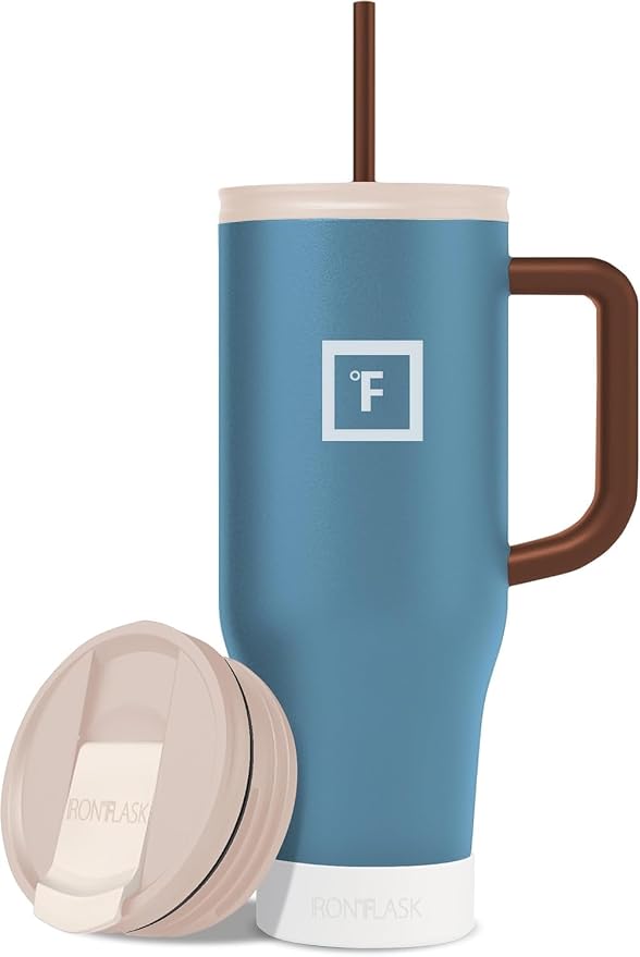 IRON °FLASK Co-Pilot Insulated Mug w/Boot, Straw & Flip Cap Lids - Cup Holder Bottle for Hot, Cold Drink - Leak-Proof - Water, Coffee Portable Travel Mug - Desert Oasis, 40 Oz by IronFlask