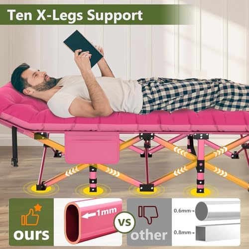 Slendor Camping Cot for Adults, Heavy Duty 500lbs with 3.5" Mattress - Image 4