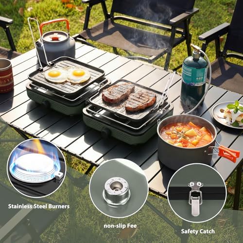 Hisencn 2 Burner Camping Stove with Dual Griddles for Camping,RV Essentials - Image 5