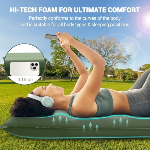 Elegear Self Inflating Sleeping Pad with Electric Pump Memory Foam 3.15" - Image 5