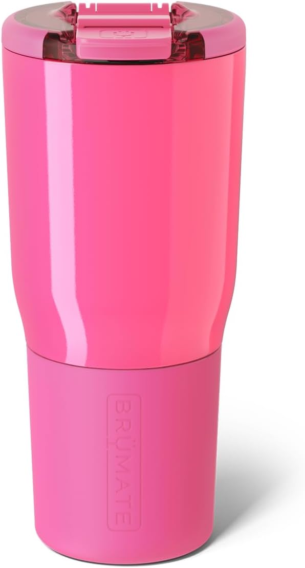BrüMate Nav 25oz 100% Leak Proof Insulated Travel Tumbler with Magnetic BevLock™ Lid - Double Wall Cup-Holder Friendly Stainless Steel Mug (Neon Pink) by Br%C3%BCMate