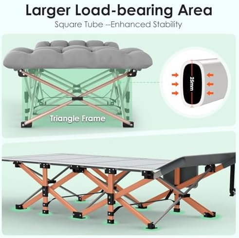 Suteck Camping Cot, Folding Camp Bed for Adults with Soft Thicker Cushion - Image 5