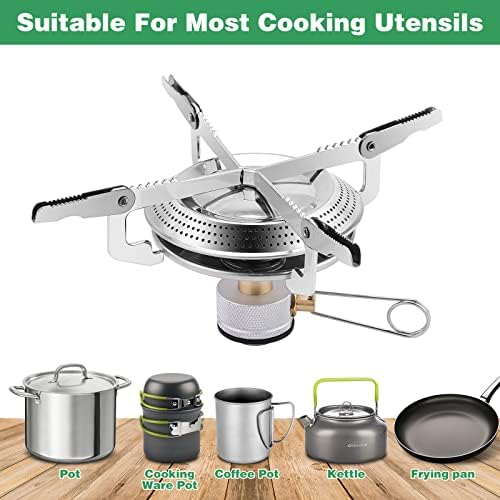 Collapsible Backpacking Camping Stove with 1LB Propane Tank Adapter, Stand - Image 4