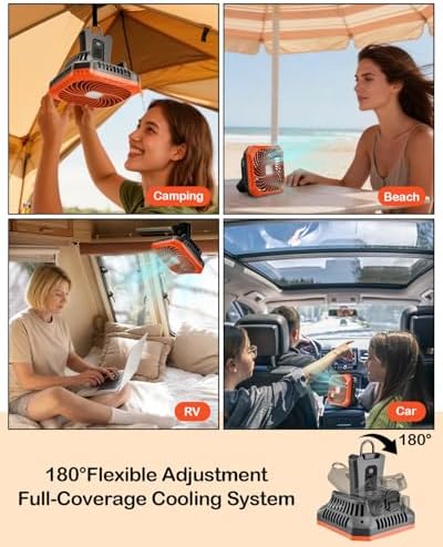 Odoland Camping Fan with LED Lantern, 40H Rechargeable Portable Tent Fan - Image 6