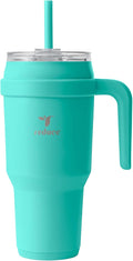 Reduce 40 oz Stainless Steel Tumbler with Handle - Dual-Wall Vacuum Insulated Travel Mug, Sweat-Proof Lid & Reusable Straw - Keeps Drinks Cold for 24 Hrs, Fits Cupholders, Dishwasher Safe-Ocean Breeze by Reduce