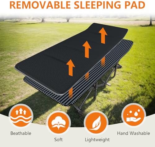 ATORPOK 31.5" Wide Camping Cot for Adults with Pad, Oversized Folding Bed - Image 7