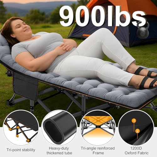 ABORON Camping Cot for Adults, 28 in Wide Folding Bed with Mattress - Image 2