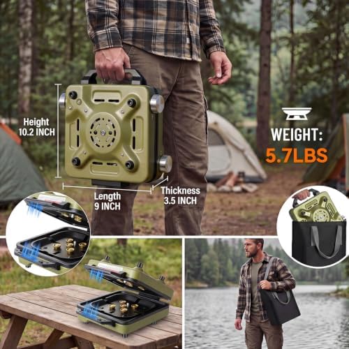 2-Burner Portable Propane Camping Stove with Windshield,Foldable Gas Stove - Image 5
