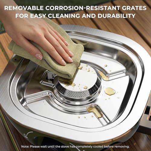 20000 BTU Propane Camping Stove with Cookware Set & Carry Bag Olive - Image 6
