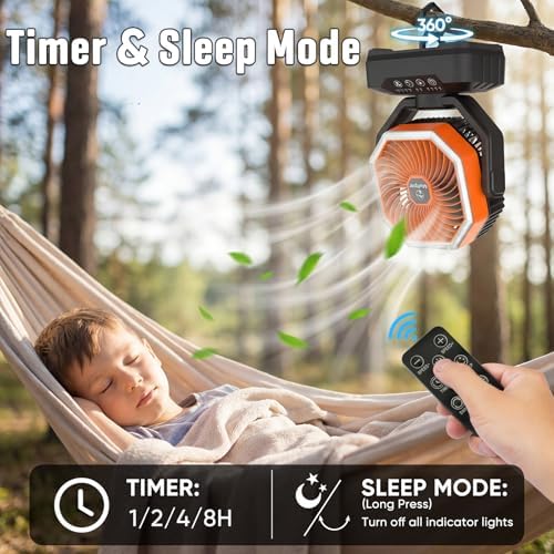 20000mAh Camping Fan, 4 Speed Battery Powered for Tents Up to 70H Runtime - Image 6