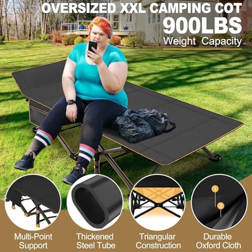 DoCred Oversized XXL Folding Camping Cot with Mattress, 2 Pack 32" Wide Cot - Image 4