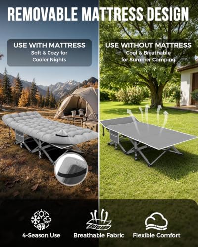 ZENPETIO XXL Folding Camping Cot for Adults, 32" Heavy-Duty Extra Wide Cots - Image 5