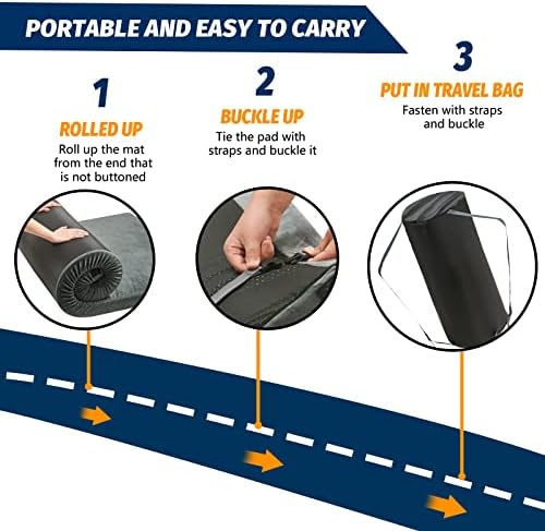 CYMULA Memory Foam Camping Mattress Pad, CertiPUR-US Sleeping Mat, Portable Roll Up Mattress for Adults, Camping Bed Pads for Sleepover, Car Bed with Travel Bag - Image 5