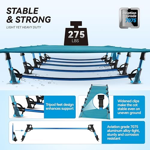 MARCHWAY Ultralight Folding Tent Camping Cot Bed, Portable Compact for Outdoor Travel, Base Camp, Hiking, Mountaineering, Lightweight Backpacking (Blue) - Image 4
