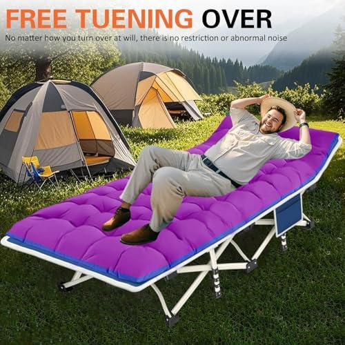 COLMERD Camping Cot with Comfortable Mattress,Cots for Sleeping with Pad - Image 2