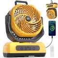 30000mAh Portable Camping Fan with RGB Lantern, Rechargeable Battery Powered Oscillating 4 Wind Speeds LED Display, Remote Control Timer Tent Beach Cordless USB Fans for Travel Home Outdoor, Yellow by VOSFEEL