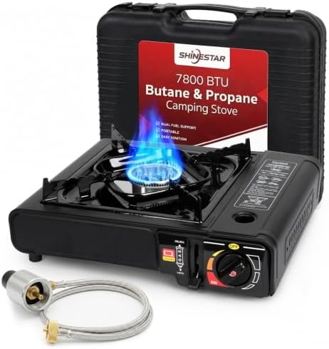 SHINESTAR 7800 BTU Dual Fuel Camping Stove, Propane Portable Gas Stove by SHINESTAR
