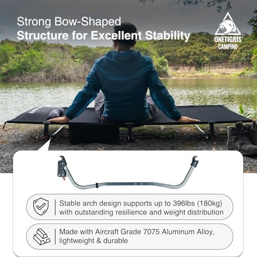 ONETIGRIS SUPRAGRIS Camping Cot, Support Up to 400lbs, Lightweight Comfortable Folding Bed for Camping, Hiking, Backpacking, Travel, Car Trips, Office Nap (Black) - Image 6
