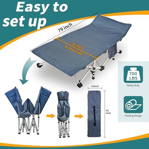 Oversized Camping Cot with Mattress 79"L x 32"W x 18"H Load 900LBS - Image 4