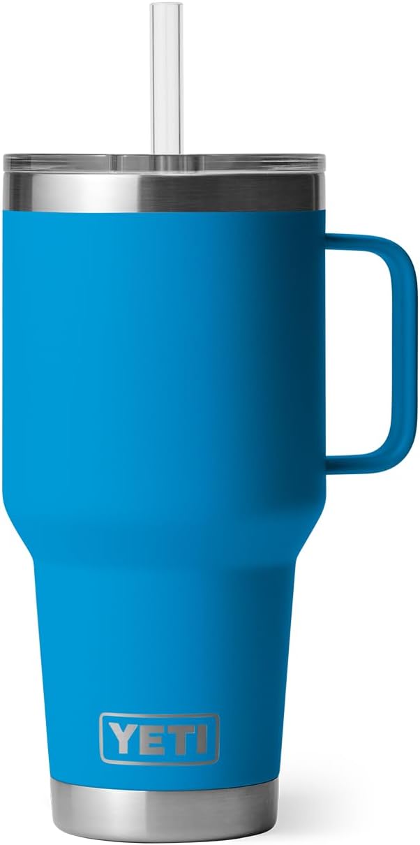 YETI Rambler 35 oz Tumbler with Handle and Straw Lid, Travel Mug Water Tumbler, Vacuum Insulated Cup with Handle, Stainless Steel, Big Wave Blue - Image 7