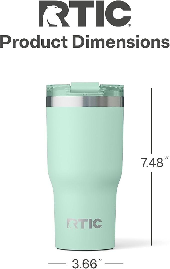 RTIC 20oz Essential Tumbler with Lid, Ceramic Lined, Insulated, Stainless Steel, Metal, Double Wall Vacuum-Insulation, Travel Cup for Iced Coffee, Tea, Hot and Cold Drink, Fresh Mint - Image 5