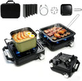 2 Burner Camping Stove 24000 BTU, Portable Propane Camp Stove Set, Black by COGRICHBF