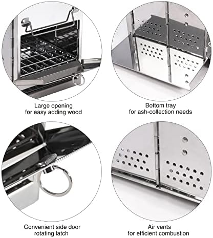 REDCAMP Wood Burning Folding Camp Stove Stainless Steel Grill and Pot Stand, Portable Collapsible Backpacking Stove Survival Rocket Stove for Hiking Outdoor Tent Camping Picnic, Largel with Pot Stand - Image 6