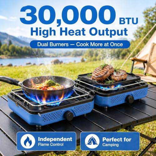 Hisencn 2 Burners Camping Stove with Windscreen for Camping,RV Essentials - Image 3