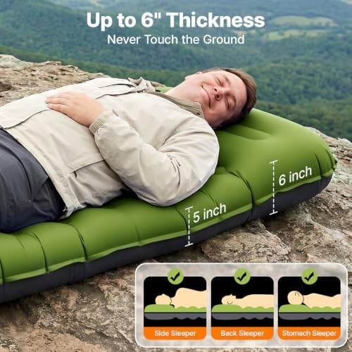 OGERY Sleeping Pad, Ultralight Inflating Camping Pad with 6" Extra-Thick - Image 2