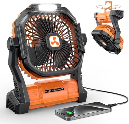 Portable Fan Rechargeable, Cordless Battery Powered Fan with LED Lantern, Small Table Fan, USB Battery Operated Fans for Travel Bedroom Home Camping Tent Office Beach Desk Picnic Barbecue Fishing by OnlyNewforYourLife