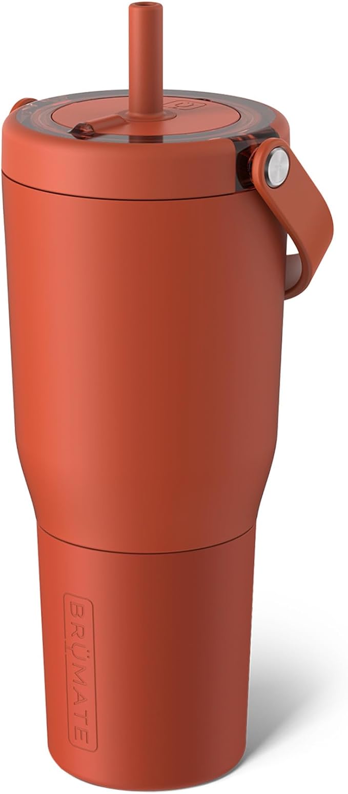 BrüMate Resa 35oz 100% Leakproof Travel Tumbler with Handle & Straw | Flexible SoftSip Straw | Silicone Sleeve for Durability | Stainless Steel | Cup Holder & Travel Friendly Water Bottle | (Cedar) by Br%C3%BCMate