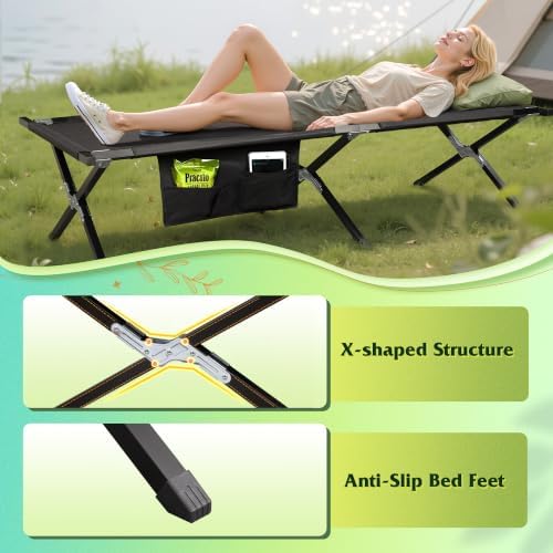 WLIVE Folding Camping Cots for Adults with Carry Bag, 300 lb, Black - Image 4