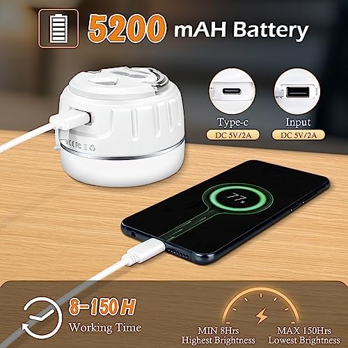 Sinvitron LED Camping Lantern Rechargeable with Remote Control - 1000LM 150H Runtime Tent Light, 5200mAh Water-Resistant Emergency Light for Hurricane Power Outages, Hiking Home - Image 3