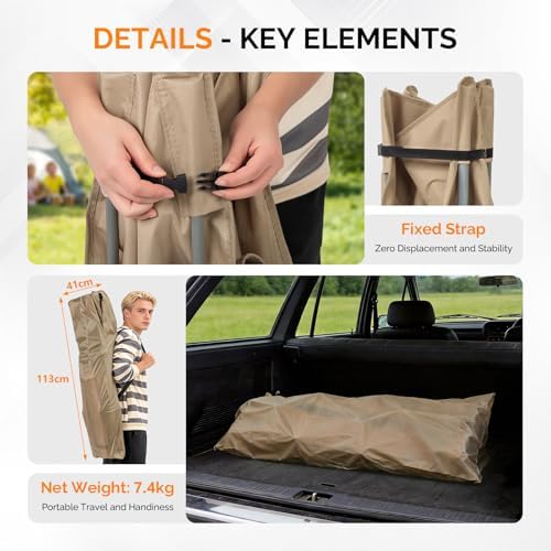 VINGLI Folding Camping Cot Bed,Camping Cots for Adults with Mattress, Foldable Cots for Sleeping with Pillow 1200D Layer Oxford for for Guest,Travel,Hiking-Brown 1P - Image 6