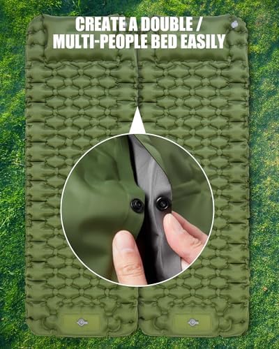 AKSOUL Sleeping Pad Camping Mat: Self Inflating Ultralight & Compact Air Mattress, Connectable Lightweight Inflatable Pad with Built-in Foot Pump for Camping, Hiking, Backpacking - Image 5